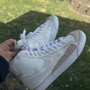 Nike White and Tan High-Top Sneakers